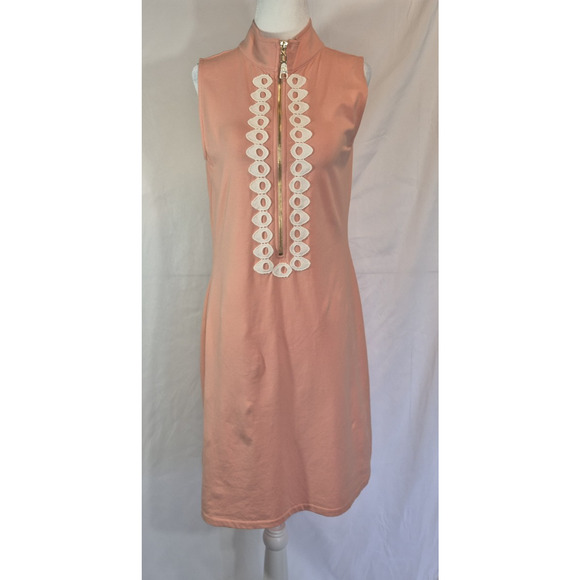 Spartina 449 Womens Serena Coral Pink Half Zip Dress Small - Picture 3 of 8